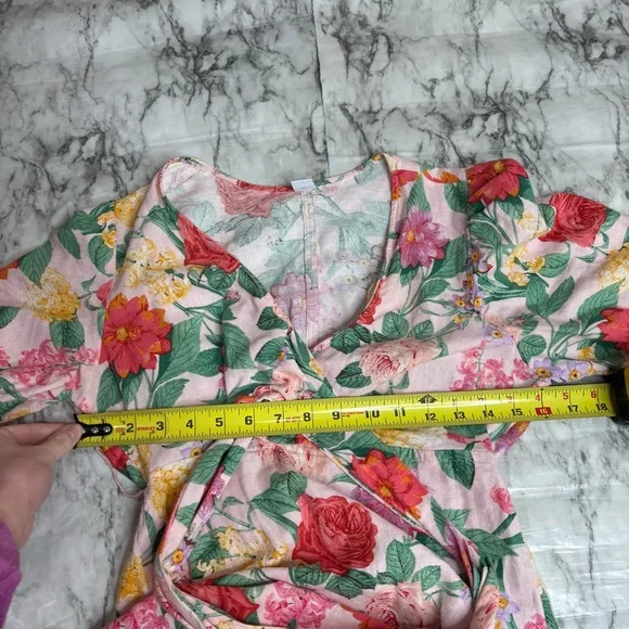 OLD NAVY Fit & Flare Linen-Blend Maxi Dress Floral Boho Coastal Small pink green - Picture 9 of 9